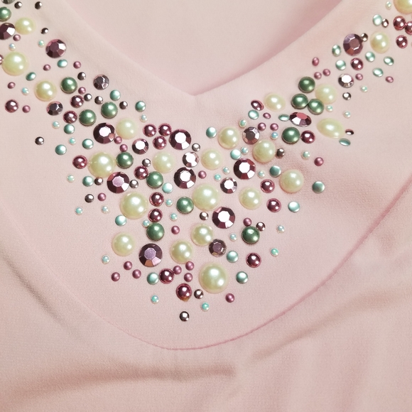 NWT Susan Graver Artisan Pink Tank Top v-neck - Picture 4 of 7